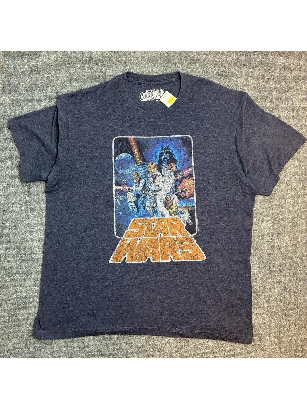 Star Wars X Old Navy Heather Navy Blue A New Hope Large Logo Graphic T Shirt